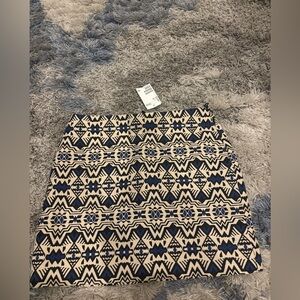 H&M Blue and Cream Patterned Skirt